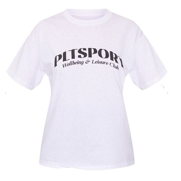 PRETTYLITTLETHING WHITE PLT SPORT OVERSIZED T-SHIRT L NEW - Picture 1 of 7